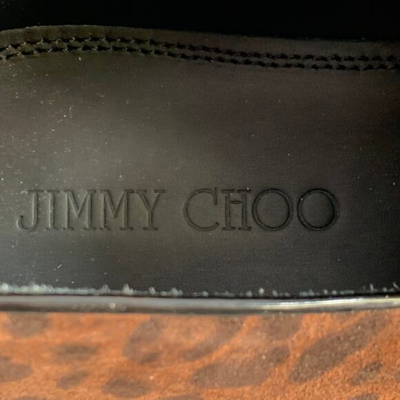 JIMMY CHOO Size 11 Brown Black Animal Print Velvet Slip On Loafers main image 6